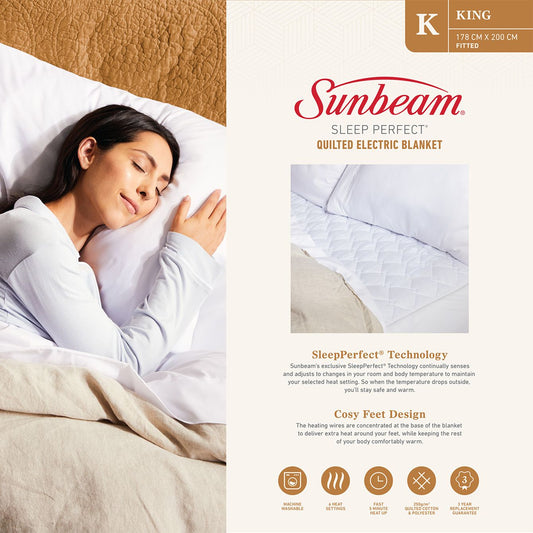 Sunbeam Sleep Perfect Quilted Electric Blanket King