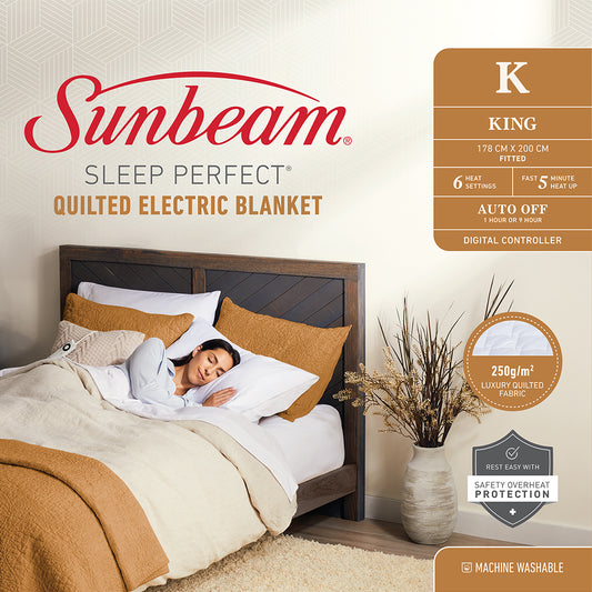 Sunbeam Sleep Perfect Quilted Electric Blanket King