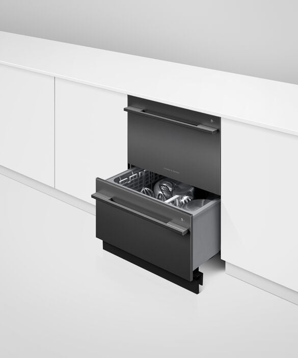 Fisher & Paykel Black Stainless Steel Double DishDrawer