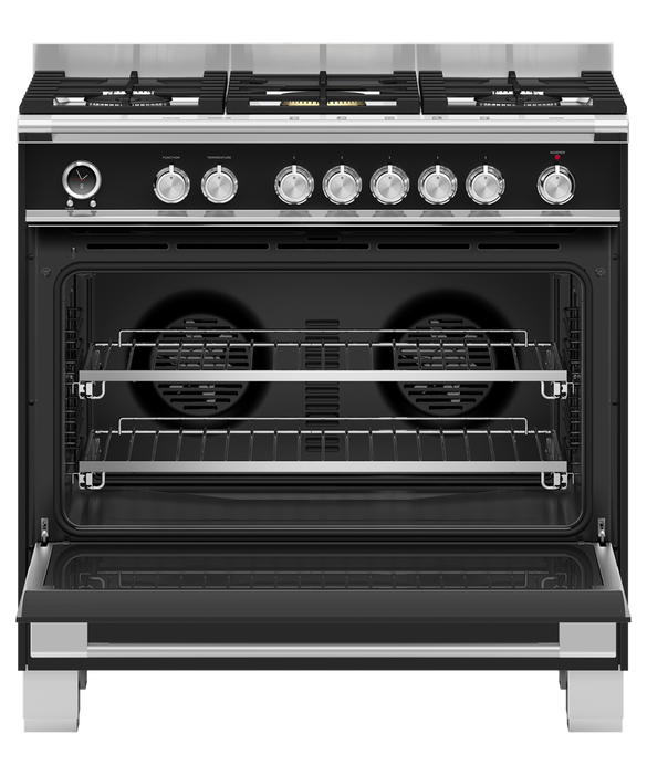 Fisher & Paykel 90cm Dual Fuel Freestanding Cooker - Black