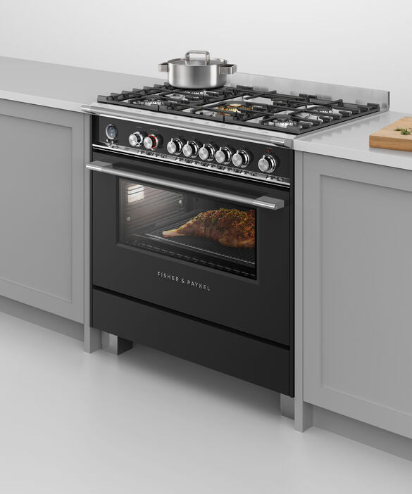 Fisher & Paykel 90cm Dual Fuel Freestanding Cooker - Black